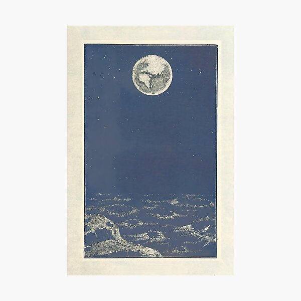 Item preview, Moon's Surface Vintage Illustration, earth seen from the moon designed and sold by heydayposters.