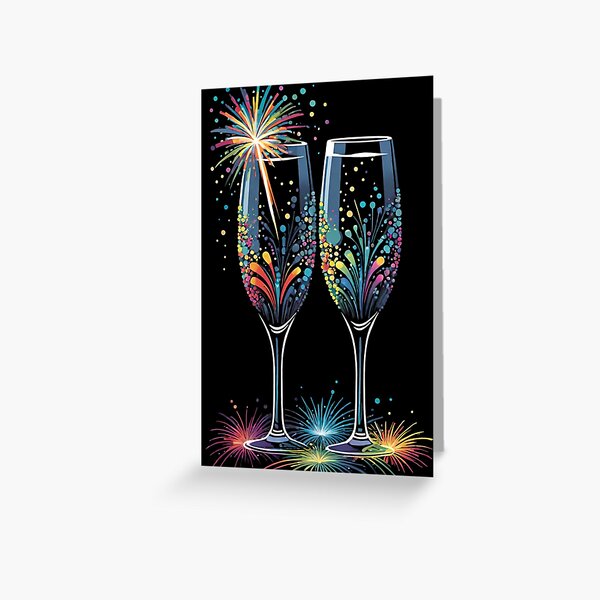 Item preview, New Year's Toast with Fireworks designed and sold by LyssasMindArt.