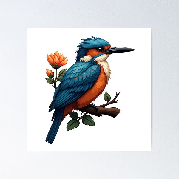 Item preview, Eurasian Kingfisher on a Branch designed and sold by shellnot.