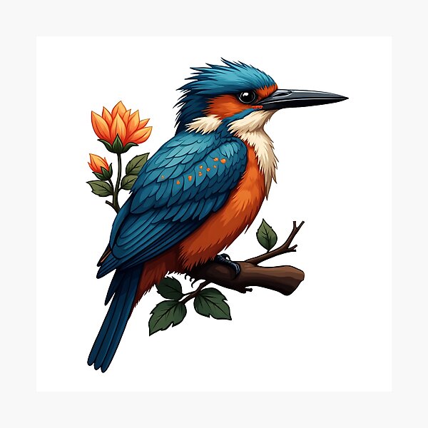 Item preview, Eurasian Kingfisher on a Branch designed and sold by shellnot.