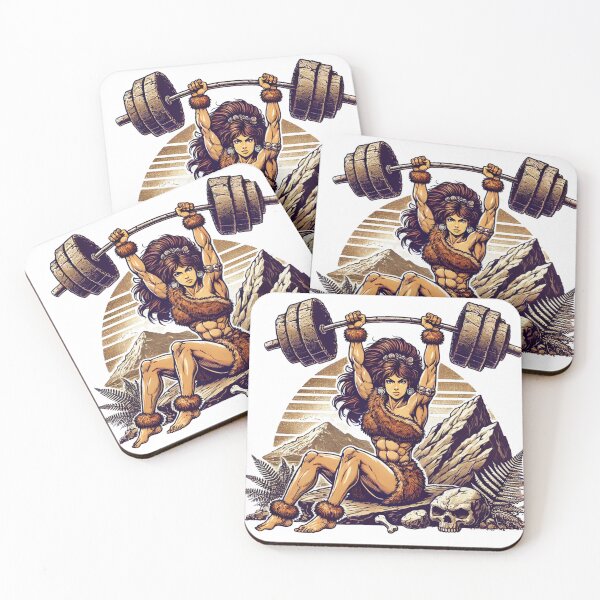 Item preview, Prehistoric Power, woman lifting weights. designed and sold by JonelleTshirts.