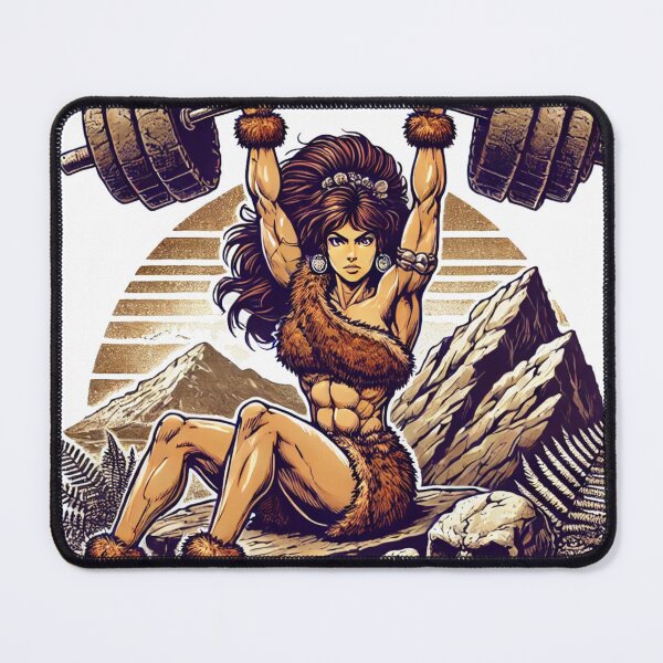 Item preview, Prehistoric Power, woman lifting weights. designed and sold by JonelleTshirts.