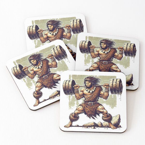 Item preview, Prehistoric Power, Man lifting weights. designed and sold by JonelleTshirts.