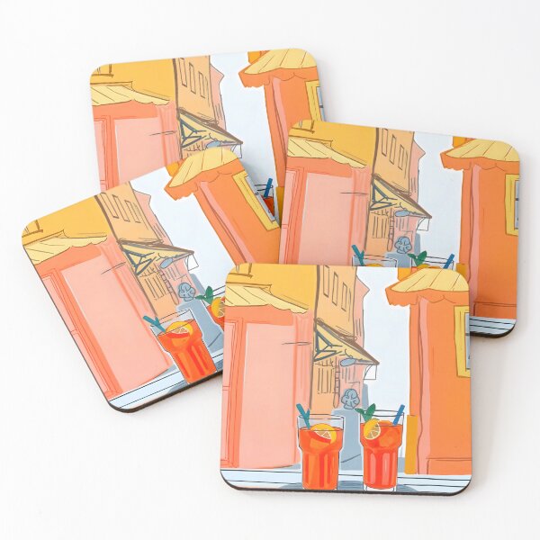 Item preview, Two Aperols Please!, Sweden Swedish Travel, eclectic Bohemian Vacation, Drinks Fun Party Illustration designed and sold by 83oranges.com.