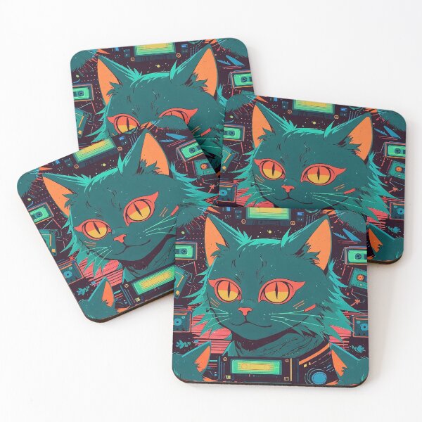 Item preview, 80s Retro Neon Cat Design - Vintage VHS Style designed and sold by BuRetro.