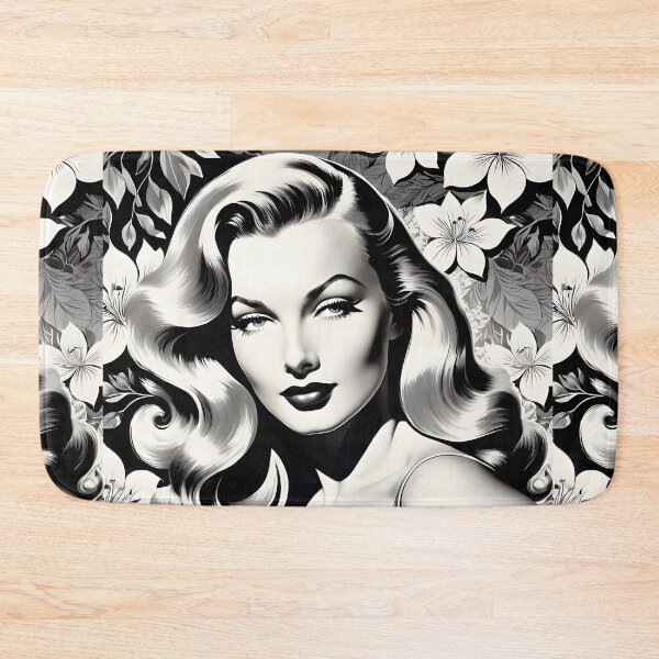 Item preview, Veronica Lake - Oblique Ink and Floral #24013 - Hollywood Legend - AI Artwork - Art Nouveau Illustration designed and sold by centuryretromedia.