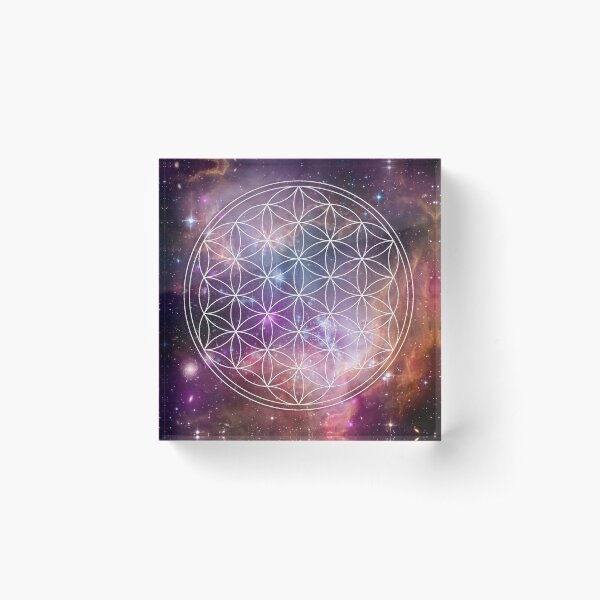 Flower of Life Sacred Geometry Acrylic Block