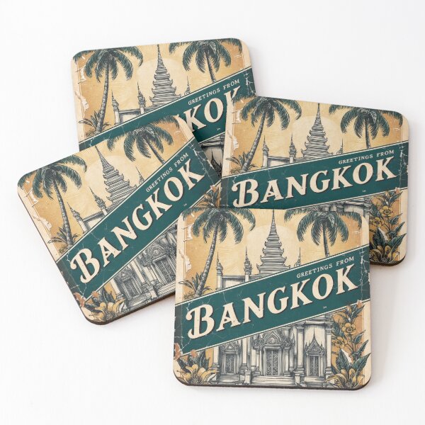 Item preview, Bangkok Thailand Vintage Travel Retro Postcard Design designed and sold by TravelPostcardGems.