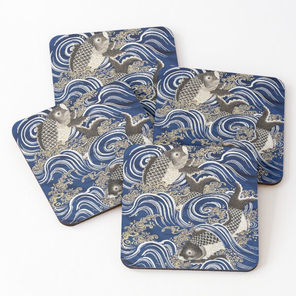 Item preview, Koi Fish Swimming Through Waves in Japanese Design designed and sold by MINE Design-Works.