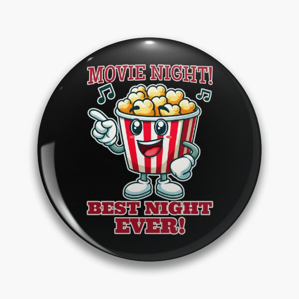Item preview, Noche de cine La mejor noche de todas Un cubo de palomitas de maíz sonriente en rojo y blanco invita a la diversión alegre designed and sold by SplashTastic.