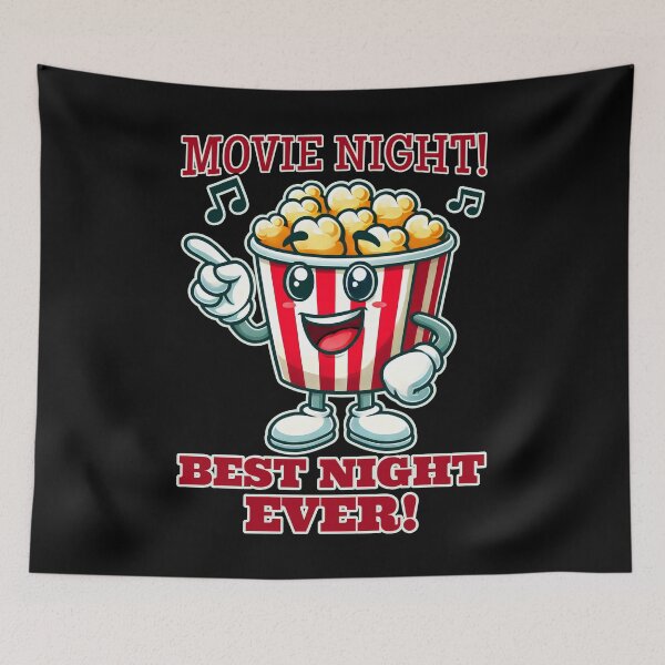 Item preview, Movie Night Best Night Ever A Smiling Popcorn Bucket In Red And White Invites Joyful Fun designed and sold by SplashTastic.