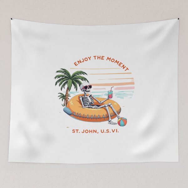 Item preview, St. John U.S.V.I. US Virgin Island Enjoy the Moment Tropical Skeleton Vacation designed and sold by Adrian Kane.