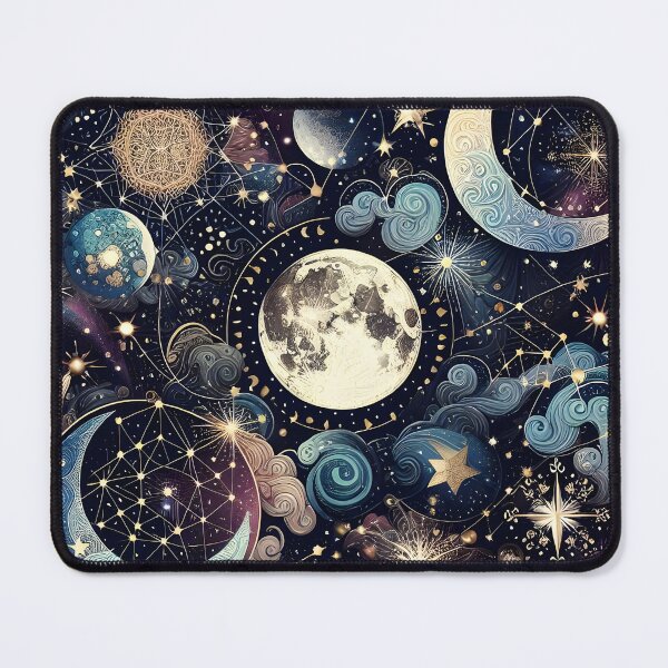 Item preview, Lunar Magic, Ethereal Night Sky, Moon and Stars Pattern, Celestial Midnight Cosmos, Dreamy and Magical Illustration, Boho Stargazing designed and sold by Kintsugi99.