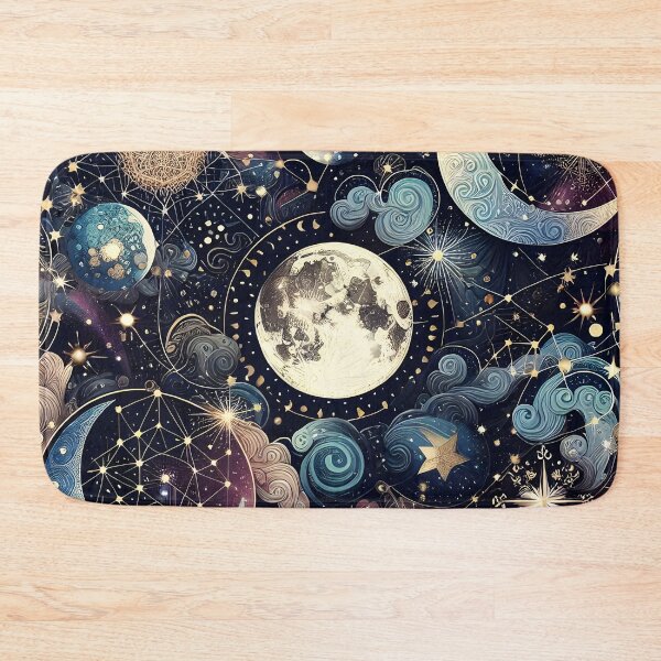 Item preview, Lunar Magic, Ethereal Night Sky, Moon and Stars Pattern, Celestial Midnight Cosmos, Dreamy and Magical Illustration, Boho Stargazing designed and sold by Kintsugi99.