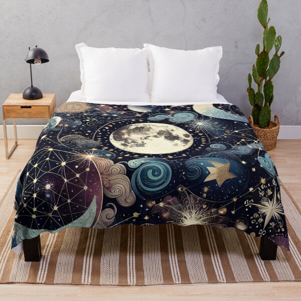 Item preview, Lunar Magic, Ethereal Night Sky, Moon and Stars Pattern, Celestial Midnight Cosmos, Dreamy and Magical Illustration, Boho Stargazing designed and sold by Kintsugi99.