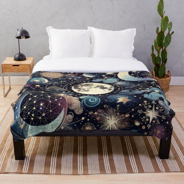Item preview, Lunar Magic, Ethereal Night Sky, Moon and Stars Pattern, Celestial Midnight Cosmos, Dreamy and Magical Illustration, Boho Stargazing designed and sold by Kintsugi99.