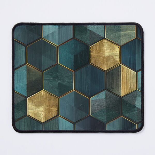 Item preview, Bohemian Hexagon Cubes - Blue Gold Honeycomb Pattern designed and sold by GrinGalore.