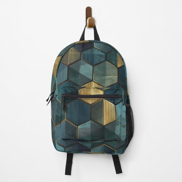 Item preview, Bohemian Hexagon Cubes - Blue Gold Honeycomb Pattern designed and sold by GrinGalore.