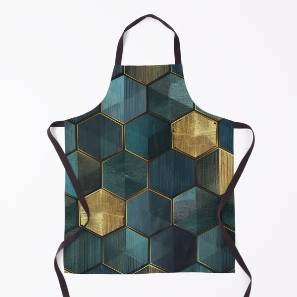 Item preview, Bohemian Hexagon Cubes - Blue Gold Honeycomb Pattern designed and sold by GrinGalore.