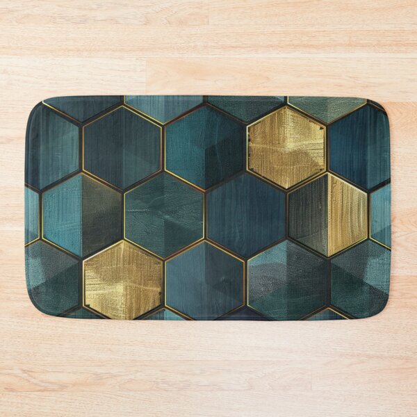 Item preview, Bohemian Hexagon Cubes - Blue Gold Honeycomb Pattern designed and sold by GrinGalore.