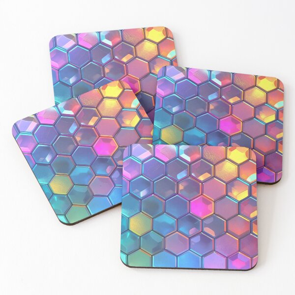 Item preview, Crystal Bohemian Honeycomb Cubes - Rainbow Hexagon Pattern designed and sold by GrinGalore.