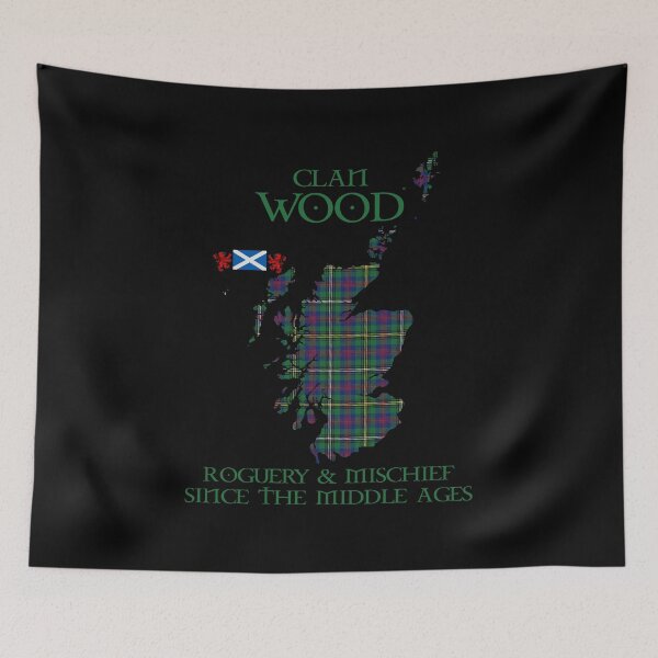 Item preview, Clan Wood tartan Scotland map Saltire flag and lion rampant scottish designed and sold by Clan1093.