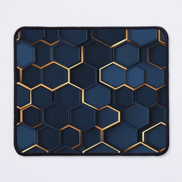 Item preview, Deep Blue Hexagon Honeycomb Gold Pattern designed and sold by GrinGalore.