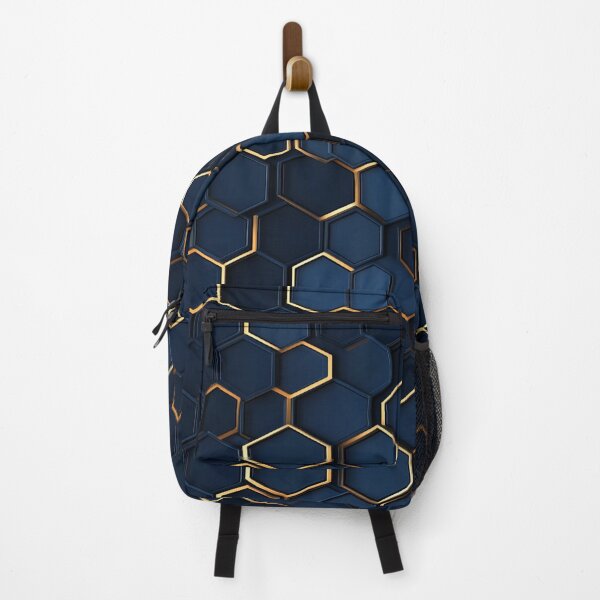 Item preview, Deep Blue Hexagon Honeycomb Gold Pattern designed and sold by GrinGalore.