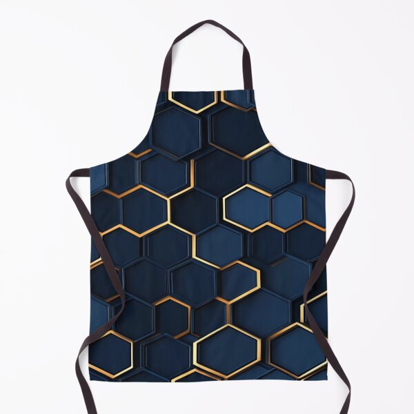 Item preview, Deep Blue Hexagon Honeycomb Gold Pattern designed and sold by GrinGalore.
