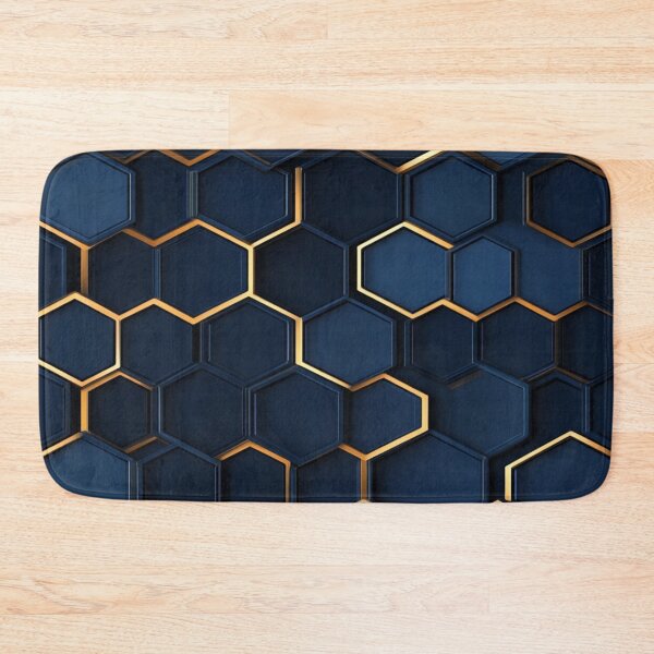 Item preview, Deep Blue Hexagon Honeycomb Gold Pattern designed and sold by GrinGalore.