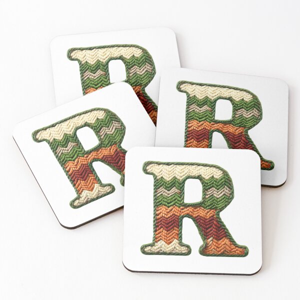 Item preview, R monogram waffle stitch designed and sold by Monascreativeempire.