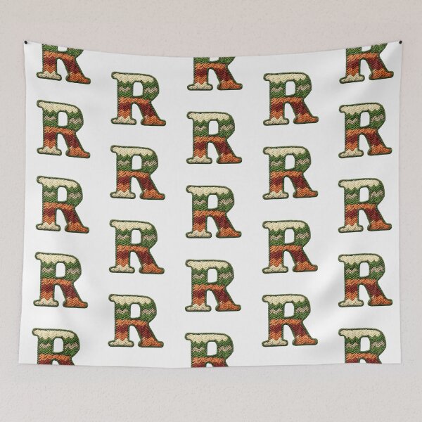 Item preview, R monogram waffle stitch designed and sold by Monascreativeempire.