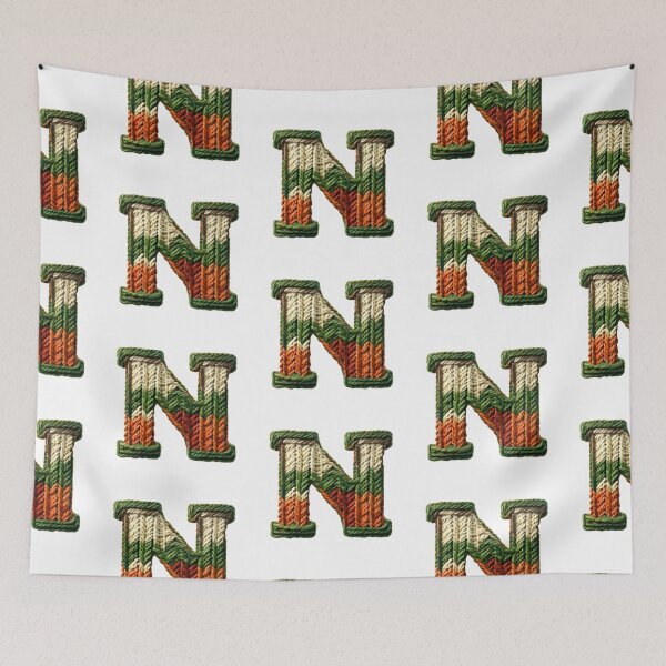 Item preview, N monogram waffle stitch designed and sold by Monascreativeempire.
