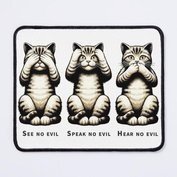 Item preview, Vintage Retro Poster - Minimalist Cat Design 'See no evil, hear no evil, speak no evil designed and sold by pod24.