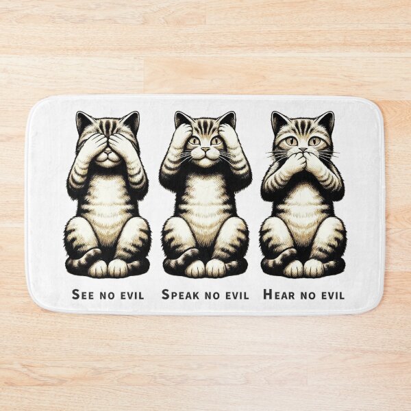 Item preview, Vintage Retro Poster - Minimalist Cat Design 'See no evil, hear no evil, speak no evil designed and sold by pod24.