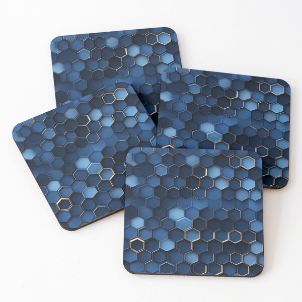 Item preview, Deep Blue Honeycomb Hexagon Gold Seamless Pattern designed and sold by GrinGalore.