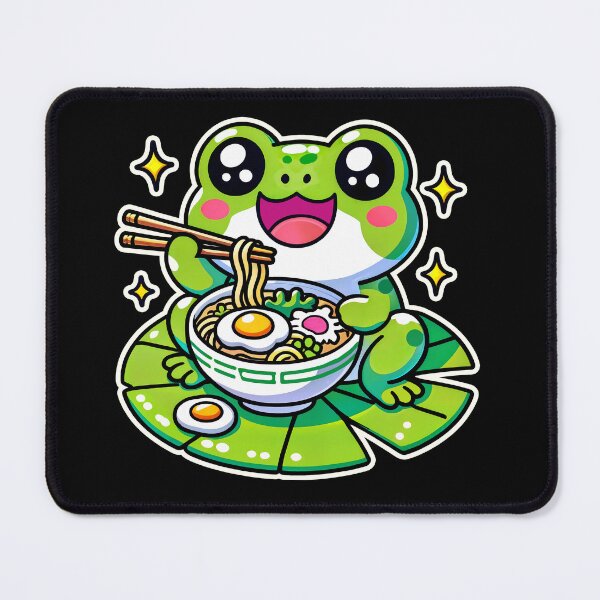 Item preview, Kawaii Frog Eating Ramen Cute Design designed and sold by DesignDoodleArt.