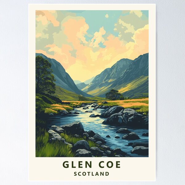 Item preview, Glen Coe, Scotland travel poster designed and sold by JJAArt.