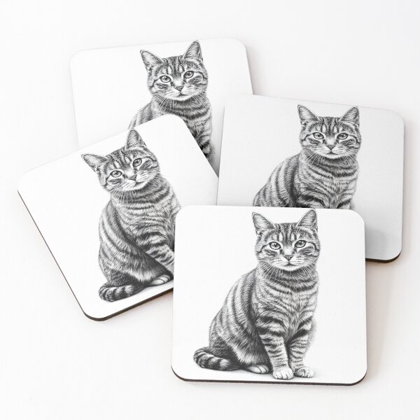 Item preview, Black and white cat pencil drawing designed and sold by Pencil-Art.