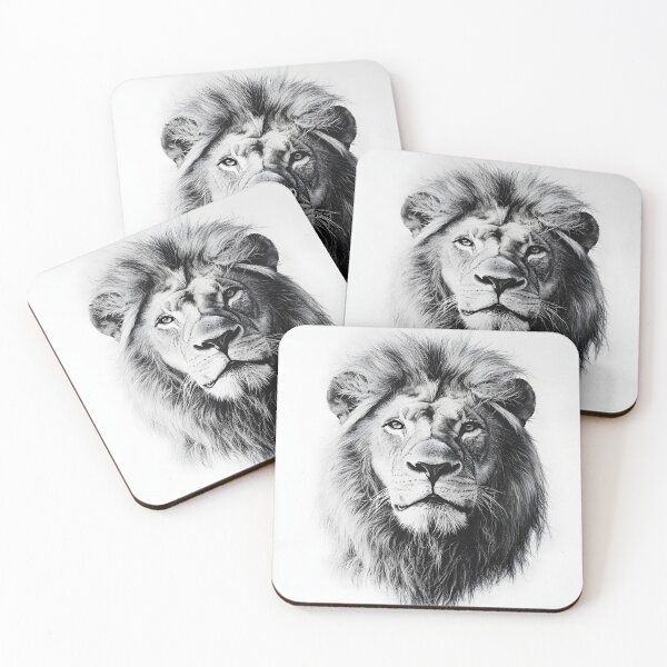 Item preview, Black and white lion pencil drawing designed and sold by Pencil-Art.