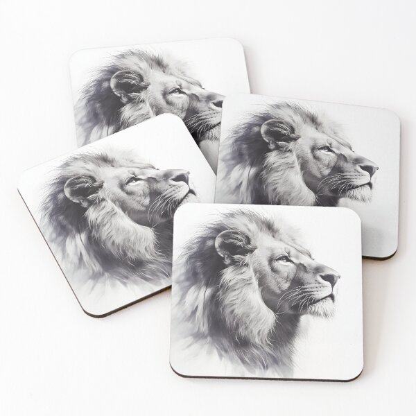 Item preview, Black and white lion pencil drawing designed and sold by Pencil-Art.