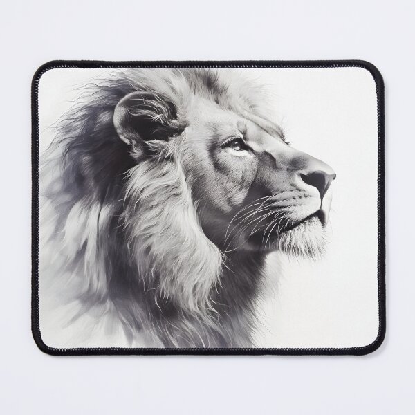 Item preview, Black and white lion pencil drawing designed and sold by Pencil-Art.