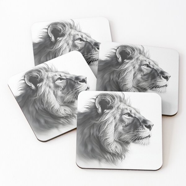 Item preview, Black and white lion pencil drawing designed and sold by Pencil-Art.