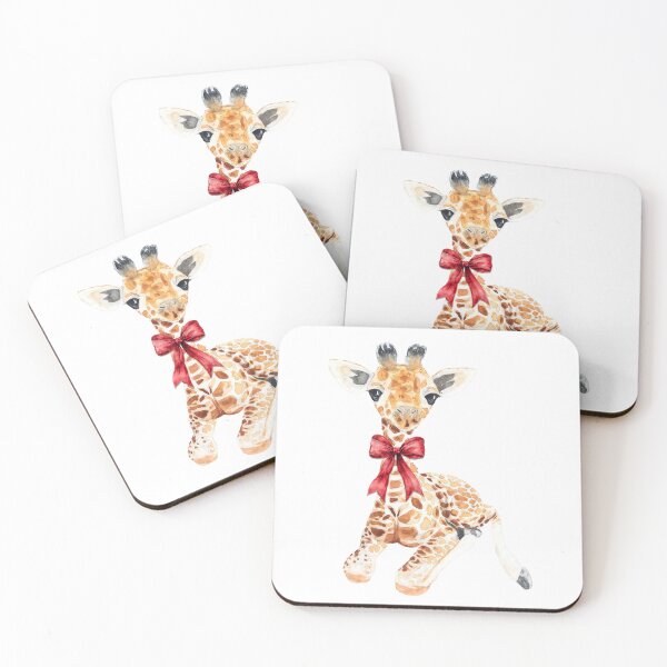 Item preview, Giraffe with Red Bow Watercolor designed and sold by nor-my.