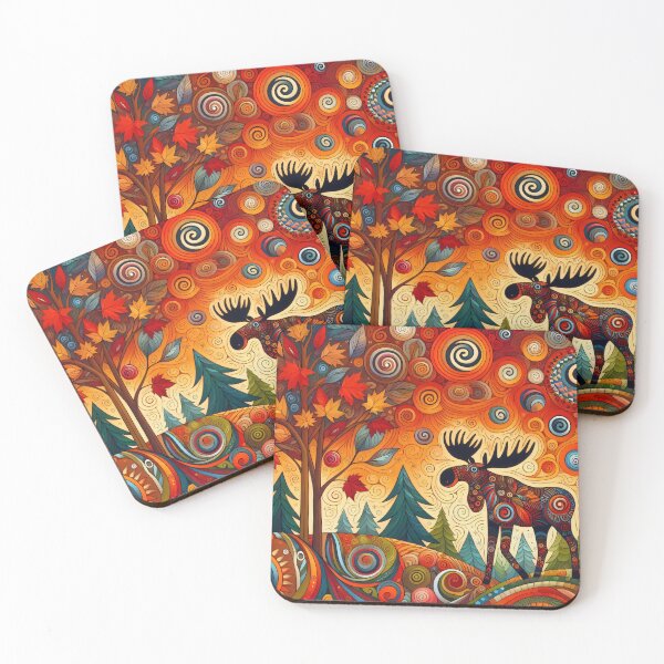 Item preview, Spirit of the Moose in autumn by heidiannemorris designed and sold by FOLK ART FUSION by heidiannemorris.