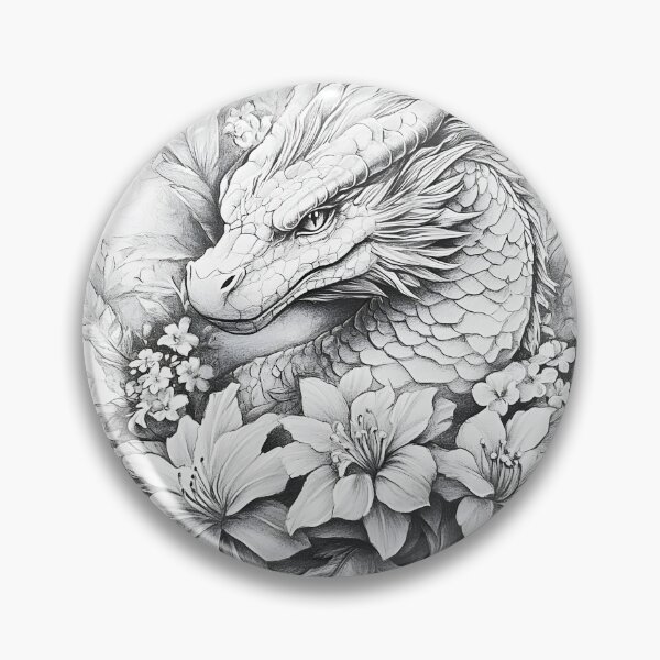 Item preview, Black and white Dragon drawing designed and sold by Pencil-Art.