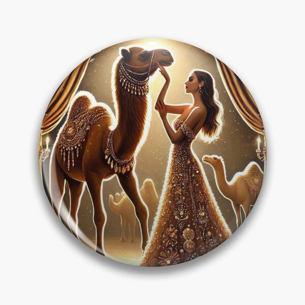 Item preview, Glamorous woman in golden gown with camel designed and sold by Chase12921.