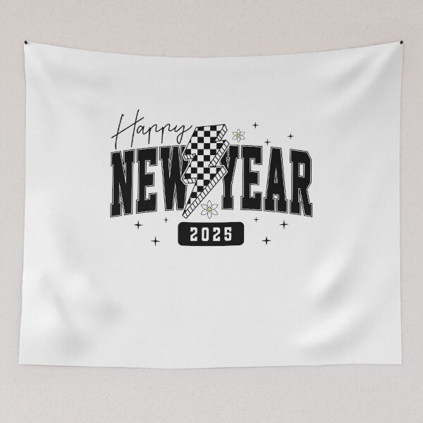 Item preview, Checker Lightning Bolt with Daisy Happy New Year 2025 designed and sold by nor-my.