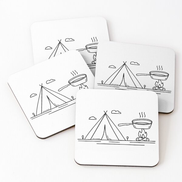 Item preview, Frying pan cooking over campfire designed and sold by rasagamastore.