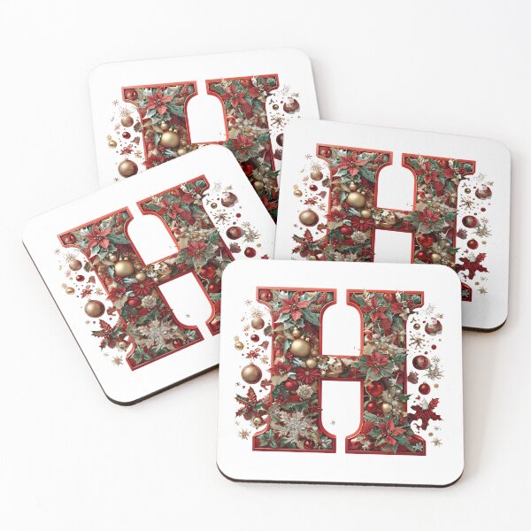 Item preview, Elegant Christmas Printable Letter H Festive Digital Artwork designed and sold by Monascreativeempire.